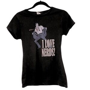DC Comics Superman I Love Nerds Black Short Sleeve Graphic T Shirt Sz M